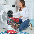 Australia Christmas In July Laundry Basket Santa Horse Racing Aboriginal Dot Art