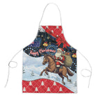 Australia Christmas In July Apron Santa Horse Racing Aboriginal Dot Art