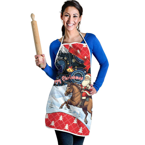 Australia Christmas In July Apron Santa Horse Racing Aboriginal Dot Art