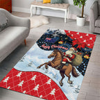 Australia Christmas In July Area Rug Santa Horse Racing Aboriginal Dot Art