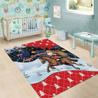 Australia Christmas In July Area Rug Santa Horse Racing Aboriginal Dot Art