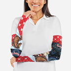 Australia Christmas In July Personalised Arm Sleeves Santa Horse Racing Aboriginal Dot Art