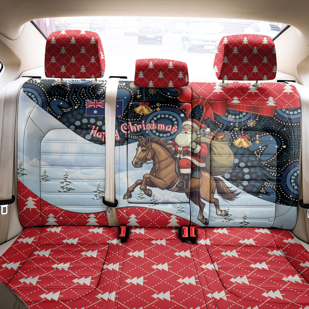 Australia Christmas In July Back Car Seat Cover Santa Horse Racing Aboriginal Dot Art