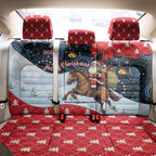 Australia Christmas In July Back Car Seat Cover Santa Horse Racing Aboriginal Dot Art
