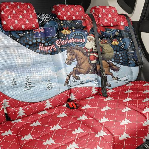 Australia Christmas In July Back Car Seat Cover Santa Horse Racing Aboriginal Dot Art