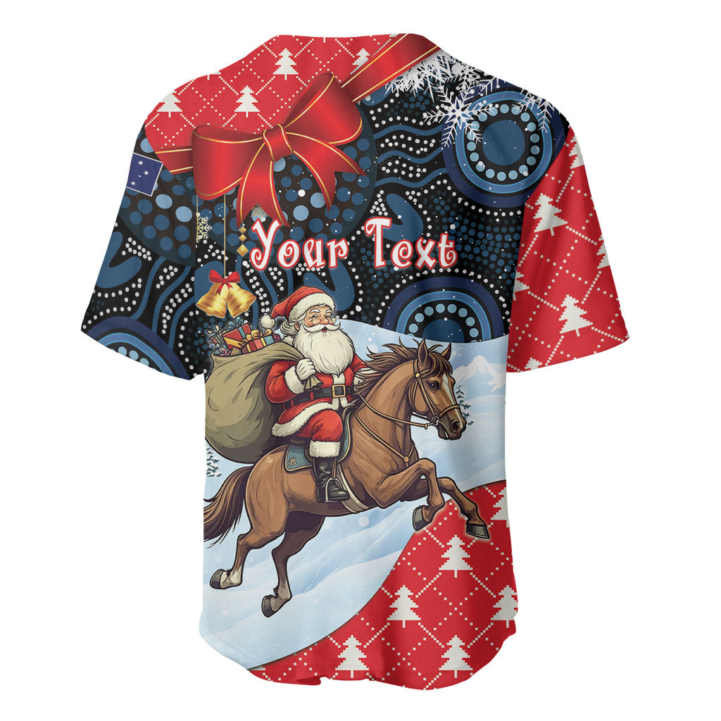 Australia Christmas In July Personalised Baseball Jersey Santa Horse Racing Aboriginal Dot Art
