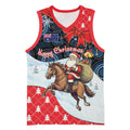 Australia Christmas In July Personalised Basketball Jersey Santa Horse Racing Aboriginal Dot Art