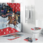 Australia Christmas In July Bathroom Set Santa Horse Racing Aboriginal Dot Art