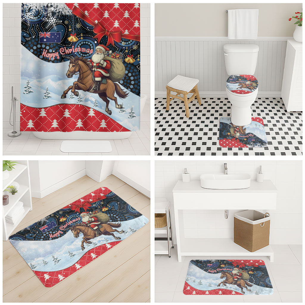 Australia Christmas In July Bathroom Set Santa Horse Racing Aboriginal Dot Art