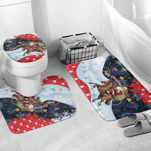 Australia Christmas In July Bathroom Set Santa Horse Racing Aboriginal Dot Art