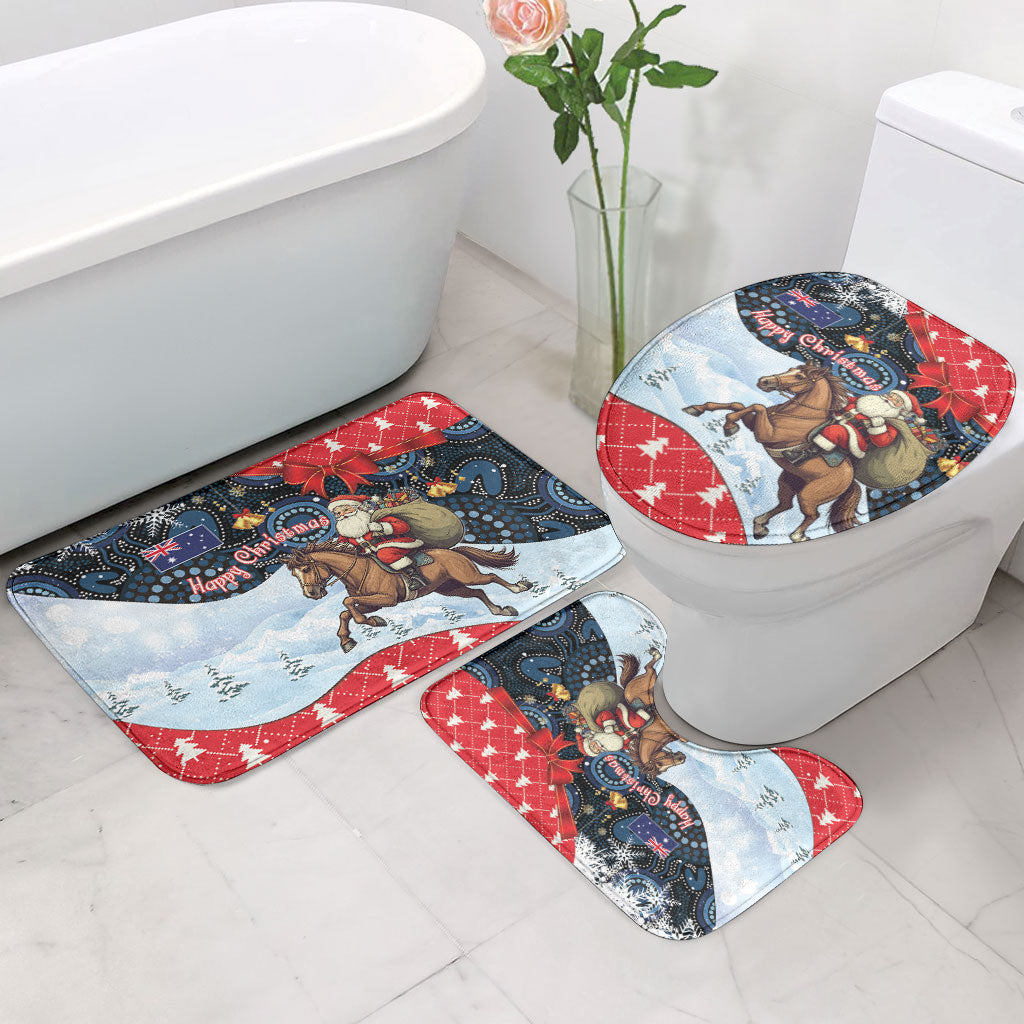 Australia Christmas In July Bathroom Set Santa Horse Racing Aboriginal Dot Art