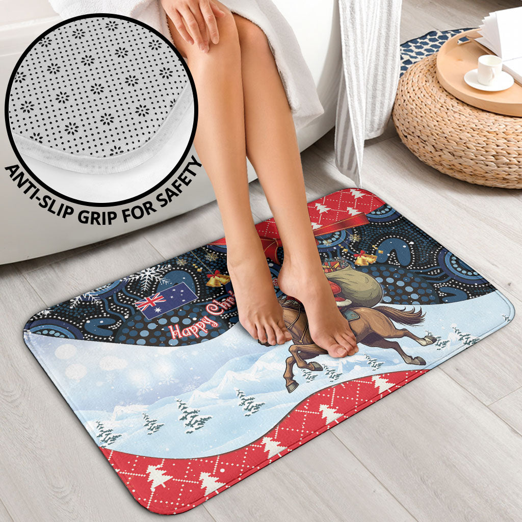 Australia Christmas In July Bathroom Set Santa Horse Racing Aboriginal Dot Art