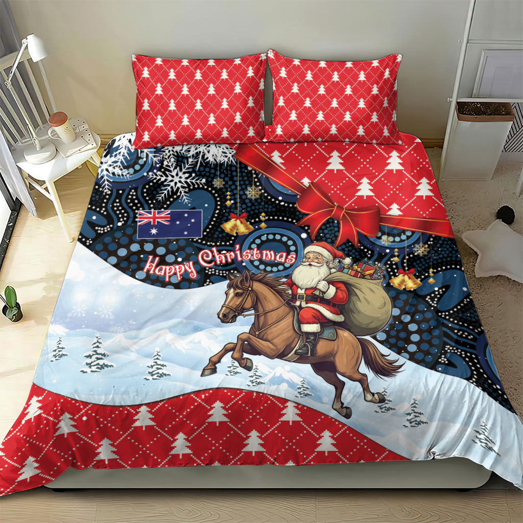 Australia Christmas In July Bedding Set Santa Horse Racing Aboriginal Dot Art