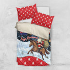 Australia Christmas In July Bedding Set Santa Horse Racing Aboriginal Dot Art