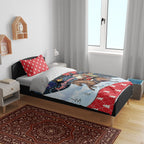 Australia Christmas In July Bedding Set Santa Horse Racing Aboriginal Dot Art