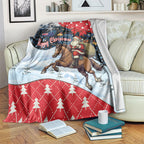 Australia Christmas In July Blanket Santa Horse Racing Aboriginal Dot Art