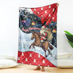 Australia Christmas In July Blanket Santa Horse Racing Aboriginal Dot Art