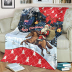 Australia Christmas In July Blanket Santa Horse Racing Aboriginal Dot Art