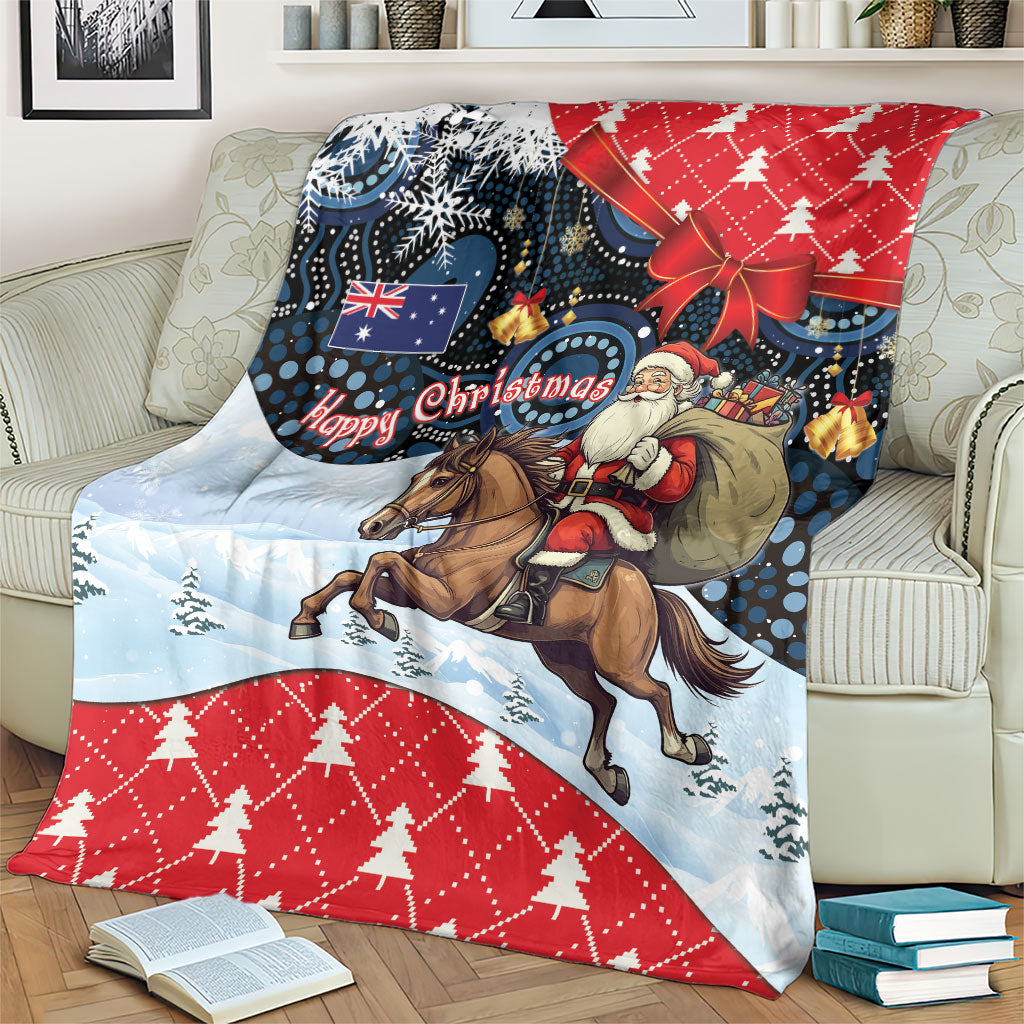 Australia Christmas In July Blanket Santa Horse Racing Aboriginal Dot Art