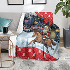Australia Christmas In July Blanket Santa Horse Racing Aboriginal Dot Art