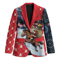 Australia Christmas In July Personalised Blazer Santa Horse Racing Aboriginal Dot Art