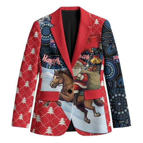 Australia Christmas In July Personalised Blazer Santa Horse Racing Aboriginal Dot Art