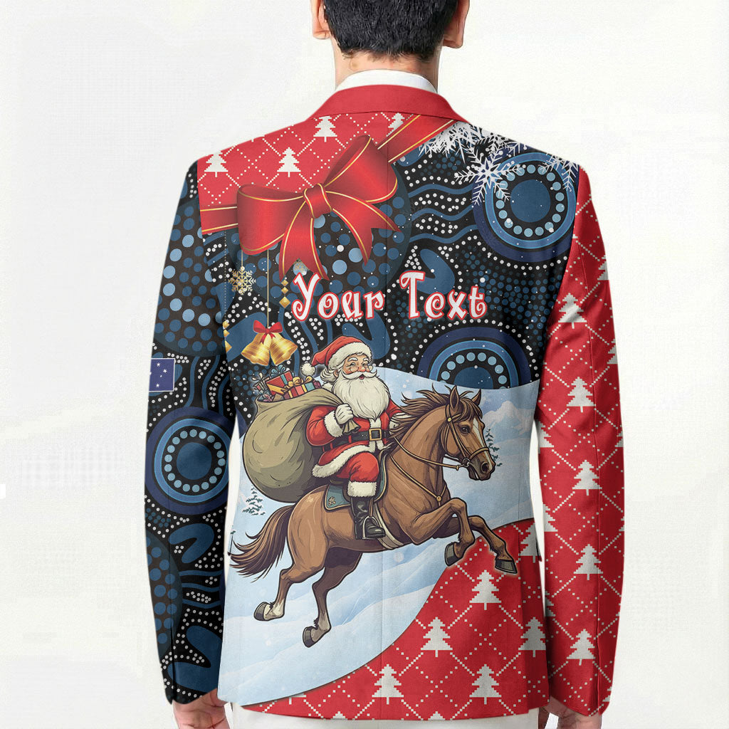Australia Christmas In July Personalised Blazer Santa Horse Racing Aboriginal Dot Art