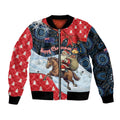 Australia Christmas In July Personalised Bomber Jacket Santa Horse Racing Aboriginal Dot Art