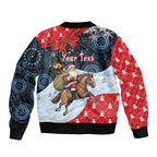 Australia Christmas In July Personalised Bomber Jacket Santa Horse Racing Aboriginal Dot Art