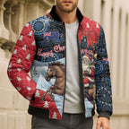 Australia Christmas In July Personalised Bomber Puffer Jacket Santa Horse Racing Aboriginal Dot Art