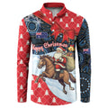 Australia Christmas In July Personalised Button Sweatshirt Santa Horse Racing Aboriginal Dot Art