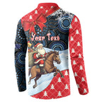 Australia Christmas In July Personalised Button Sweatshirt Santa Horse Racing Aboriginal Dot Art