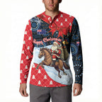 Australia Christmas In July Personalised Button Sweatshirt Santa Horse Racing Aboriginal Dot Art