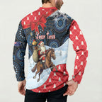 Australia Christmas In July Personalised Button Sweatshirt Santa Horse Racing Aboriginal Dot Art