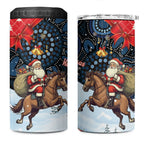 Australia Christmas In July 4 in 1 Can Cooler Tumbler Santa Horse Racing Aboriginal Dot Art