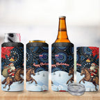 Australia Christmas In July 4 in 1 Can Cooler Tumbler Santa Horse Racing Aboriginal Dot Art
