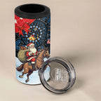 Australia Christmas In July 4 in 1 Can Cooler Tumbler Santa Horse Racing Aboriginal Dot Art