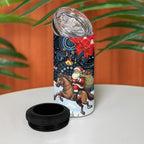 Australia Christmas In July 4 in 1 Can Cooler Tumbler Santa Horse Racing Aboriginal Dot Art