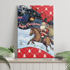 Australia Christmas In July Canvas Wall Art Santa Horse Racing Aboriginal Dot Art