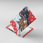 Australia Christmas In July Canvas Wall Art Santa Horse Racing Aboriginal Dot Art