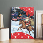 Australia Christmas In July Canvas Wall Art Santa Horse Racing Aboriginal Dot Art