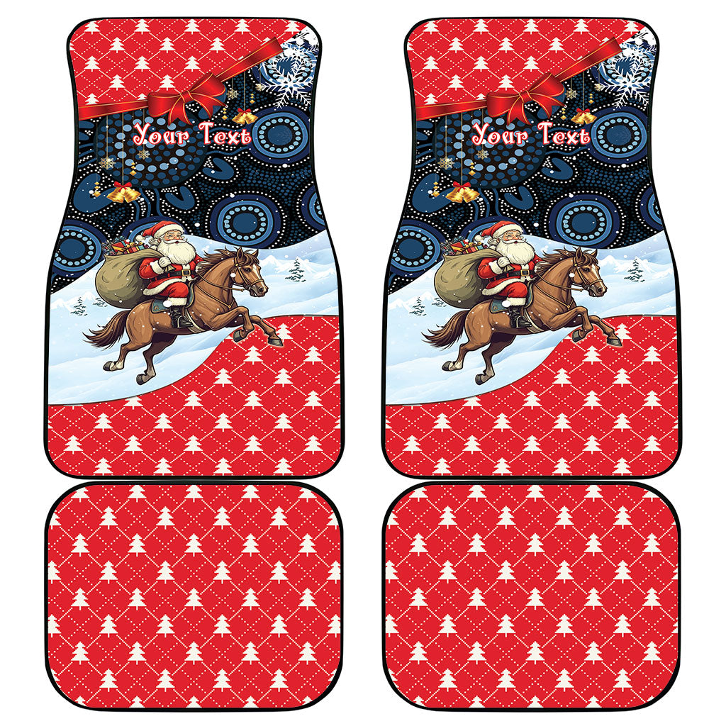 Australia Christmas In July Personalised Car Mats Santa Horse Racing Aboriginal Dot Art