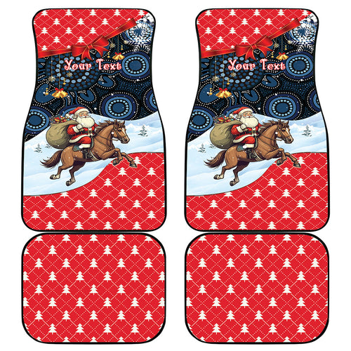 Australia Christmas In July Personalised Car Mats Santa Horse Racing Aboriginal Dot Art