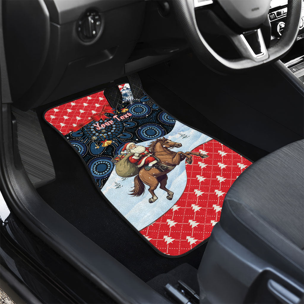 Australia Christmas In July Personalised Car Mats Santa Horse Racing Aboriginal Dot Art