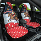 Australia Christmas In July Car Seat Cover Santa Horse Racing Aboriginal Dot Art