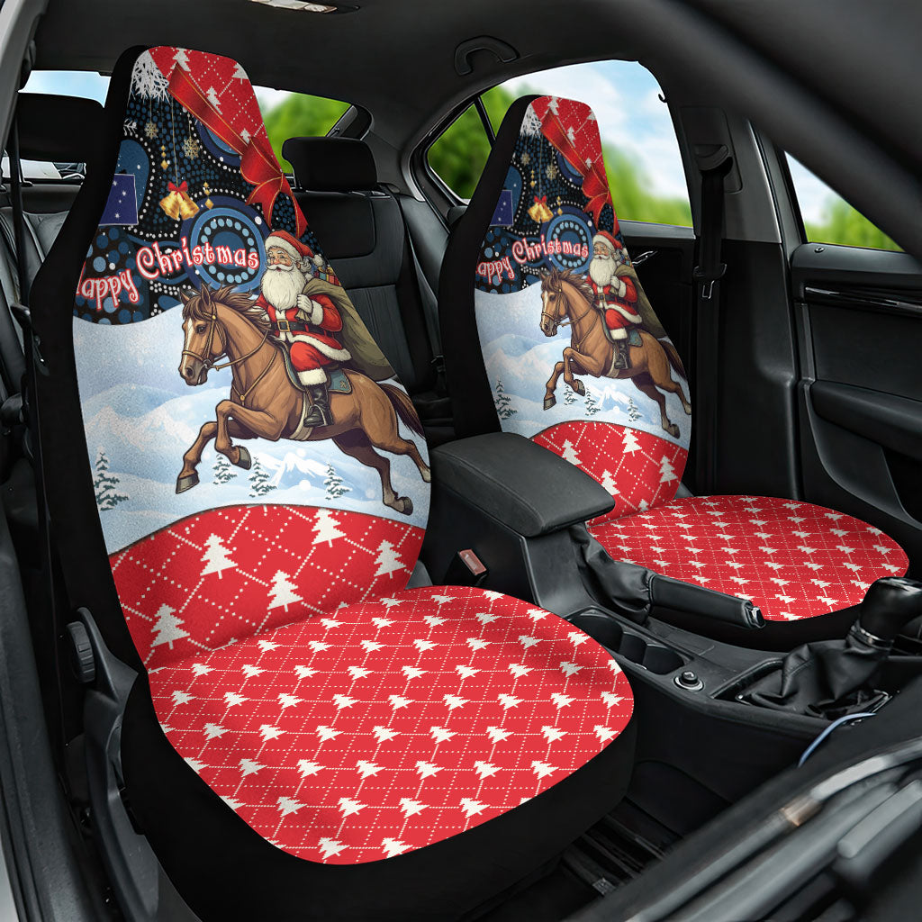 Australia Christmas In July Car Seat Cover Santa Horse Racing Aboriginal Dot Art
