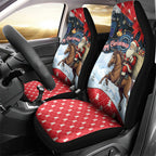 Australia Christmas In July Car Seat Cover Santa Horse Racing Aboriginal Dot Art