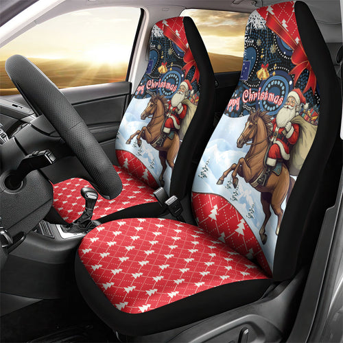 Australia Christmas In July Car Seat Cover Santa Horse Racing Aboriginal Dot Art