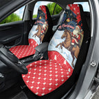 Australia Christmas In July Car Seat Cover Santa Horse Racing Aboriginal Dot Art