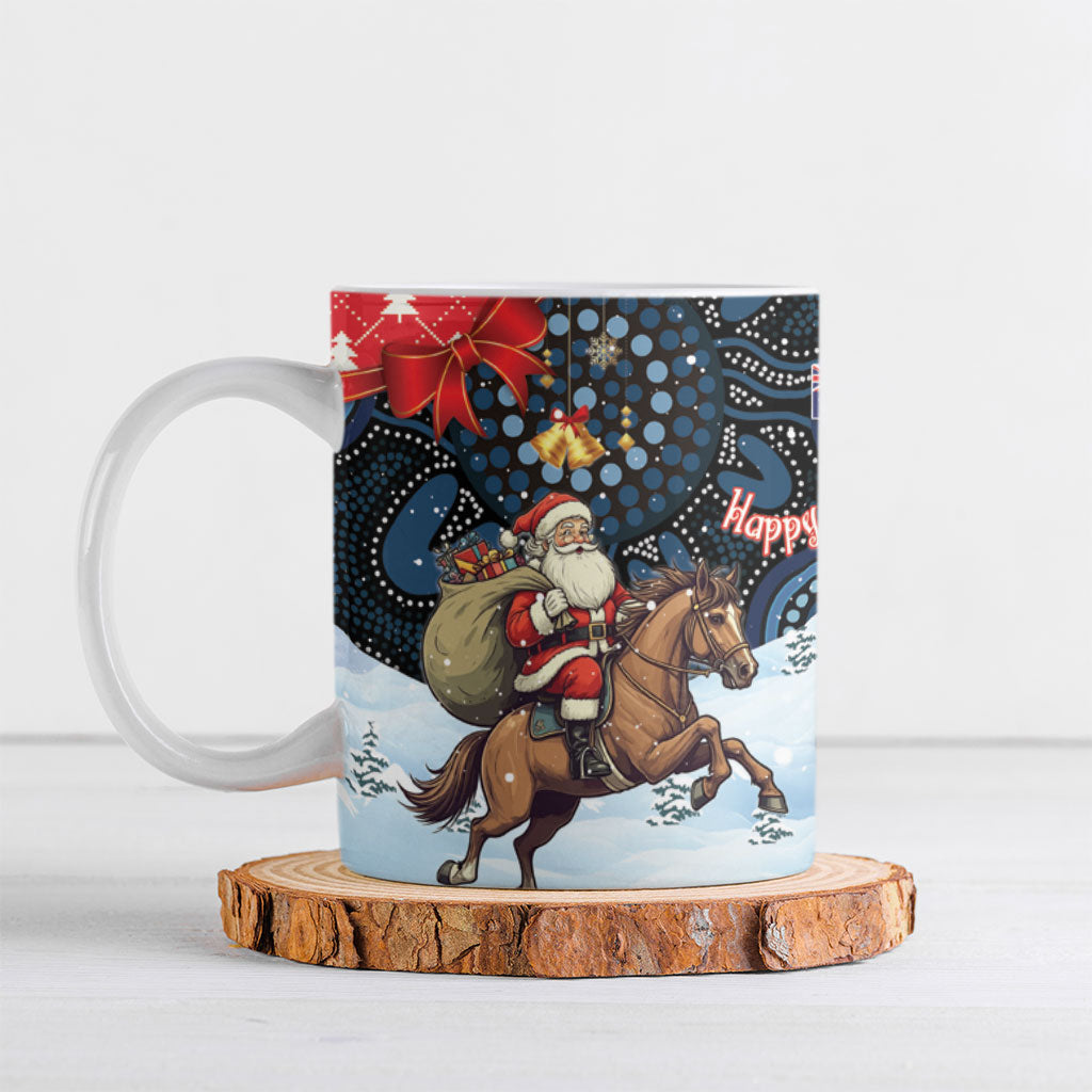 Australia Christmas In July Ceramic Mug Santa Horse Racing Aboriginal Dot Art
